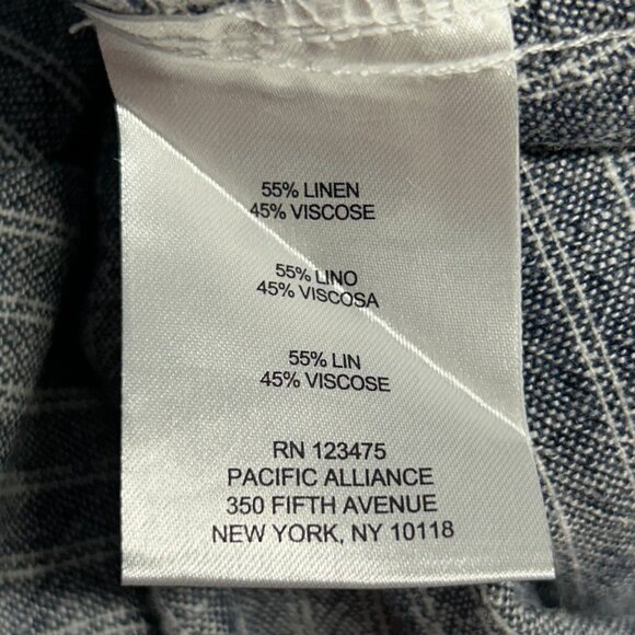 Ellen Tracy Striped Pull-On Linen Blend Wide Leg Pant in Blue/White - Size Small - Picture 5 of 6